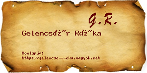 Gelencsér Réka névjegykártya